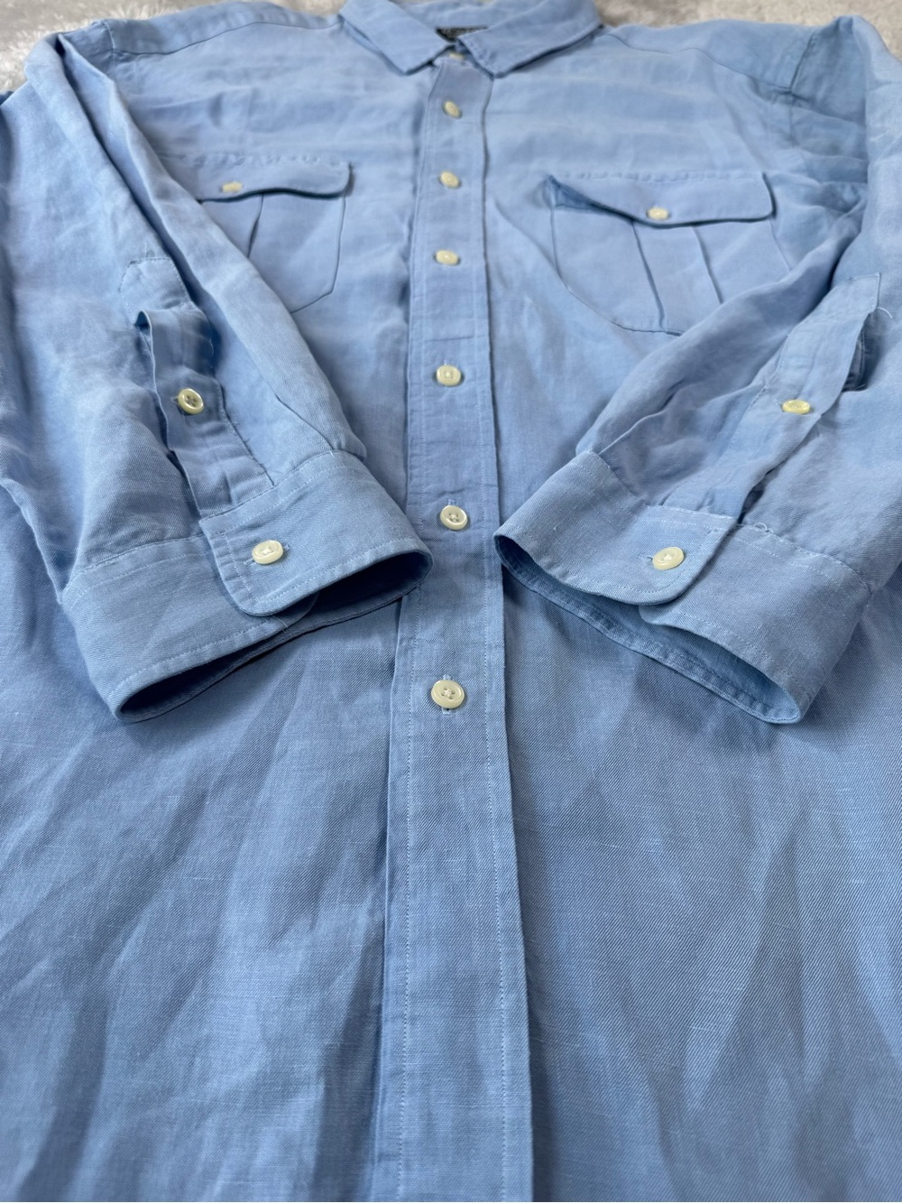 Polo Ralph Lauren Linen Silk Utility Safari Shirt XL Blue - Picture 5 of 14